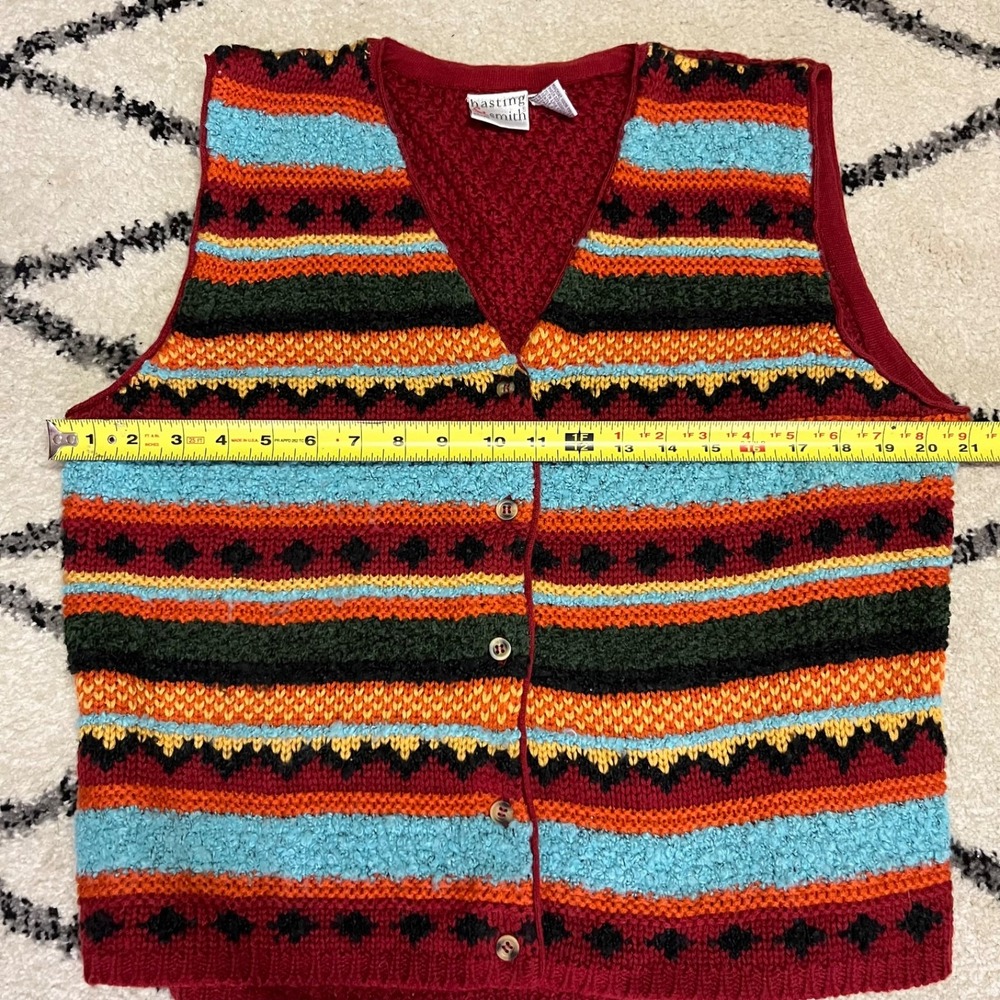 Vintage Hasting & Smith Women's Fair Isle Geometric Knit Sweater Vest Large - Picture 3 of 6